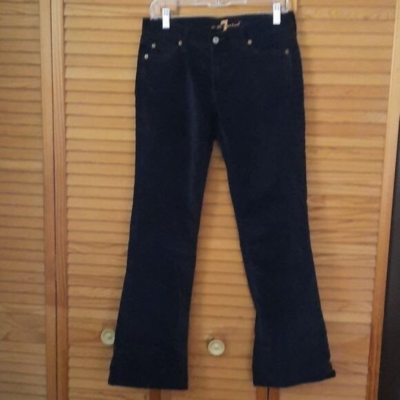 7 For All Mankind Navy Black 5 Pocket Corduroy Velvet Bootcut Jean Pants Size 27